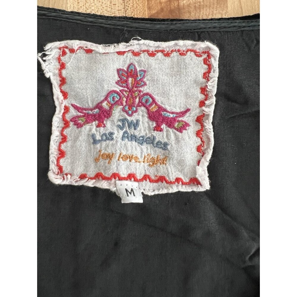 Johnny Was Long Sleeve Embroidered Tunic Top Shark Bite Black Velvet Boho M - Picture 5 of 8